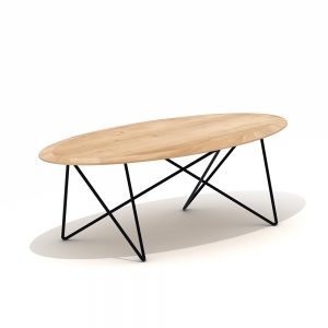 amandari konferenčný stolík orb dub, stôl ethnicraft, oválny konferečný stolík, dubový konferečný stolík, masívny drevený konferečný stolík, stolík s masívnou drevenou doskou, drevený stolík so železnými nohami, stôl z dubového dreva, dizajnový stolík, moderný konferenčný stolík